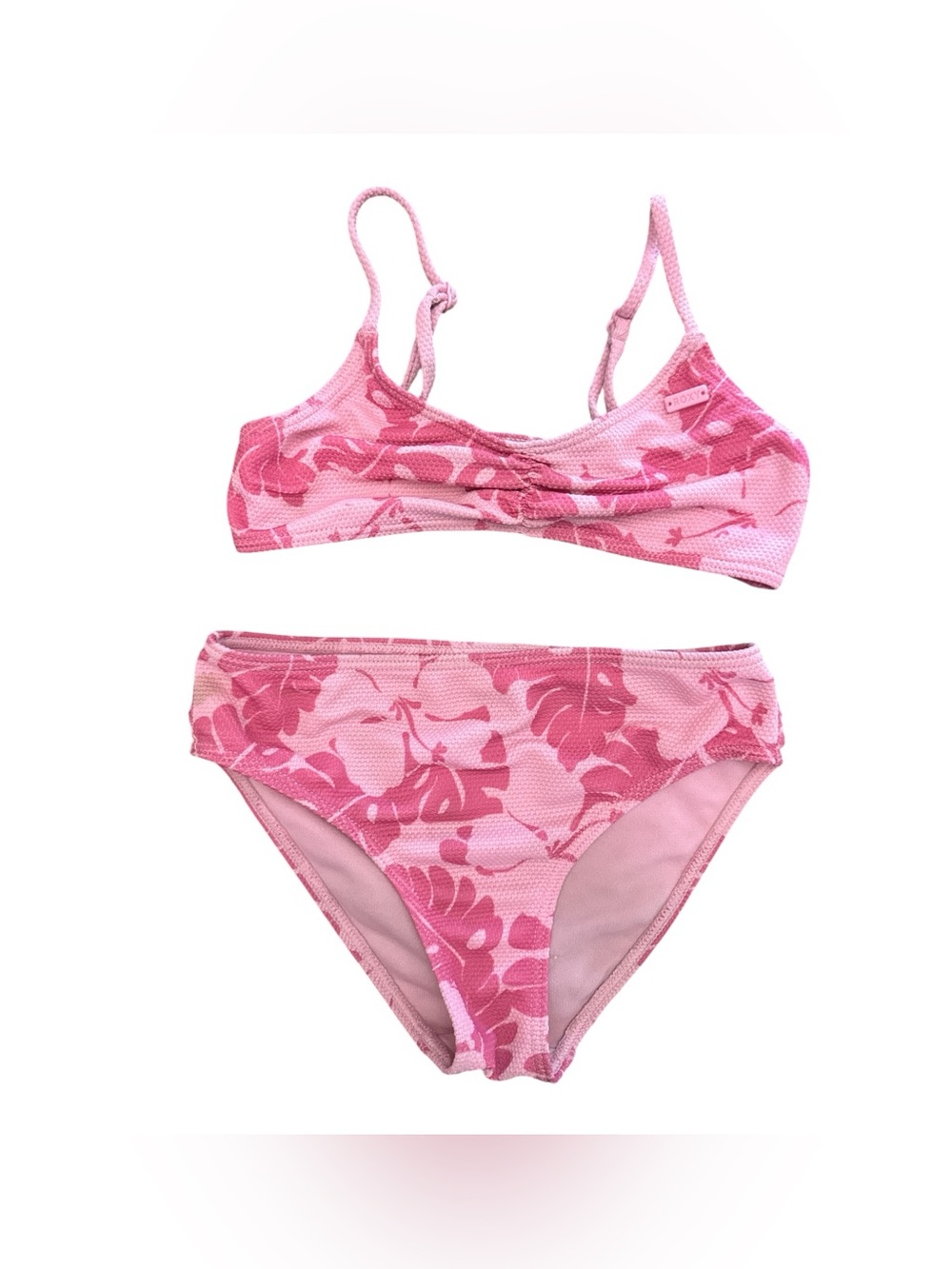Roxy Girls Size 7 Pink Floral Bikini Set Beach Resort-wear Summer Vacation Swim